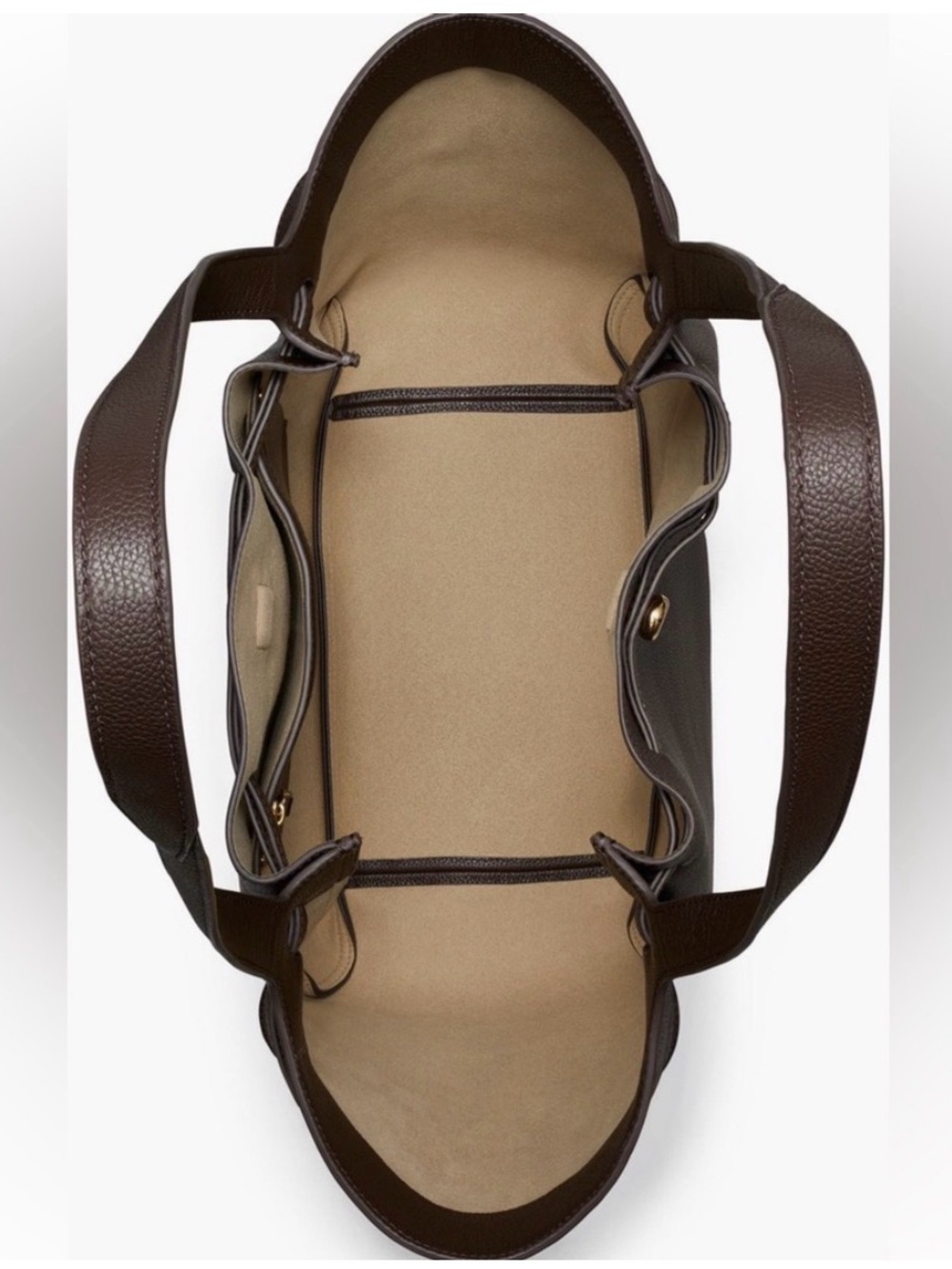 NWT Tory Burch Large Romy Leather Tote Bag, Deep Brown Leather - Picture 5 of 16